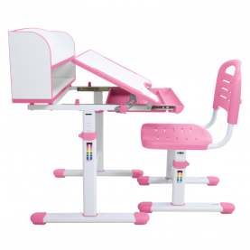 Novekvő íróasztal és szék. rózsaszín/fehér. set ZION