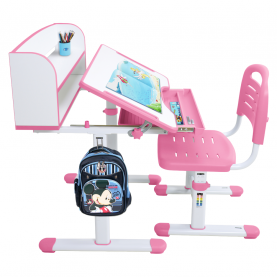 Novekvő íróasztal és szék. rózsaszín/fehér. set ZION