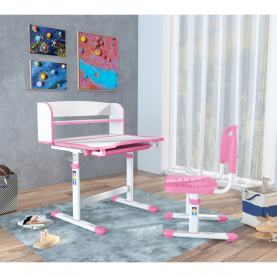 Novekvő íróasztal és szék. rózsaszín/fehér. set ZION