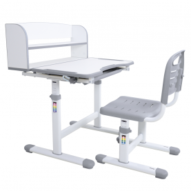 Novekvő íróasztal és szék. szürke/fehér. set ZION