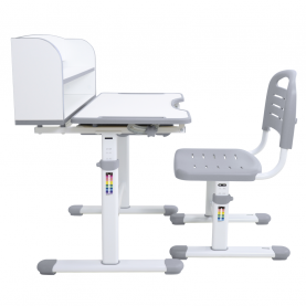 Novekvő íróasztal és szék. szürke/fehér. set ZION