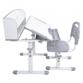 Novekvő íróasztal és szék. szürke/fehér. set ZION