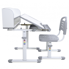 Novekvő íróasztal és szék. szürke/fehér. set ZION