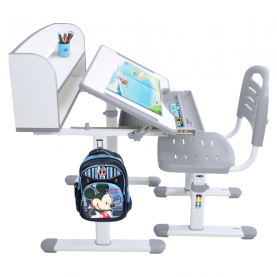 Novekvő íróasztal és szék. szürke/fehér. set ZION