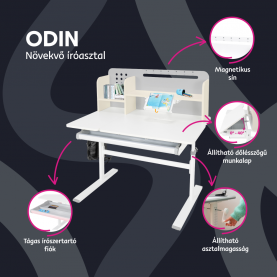 Novekvő íróasztal. szürke/fehér. ODIN