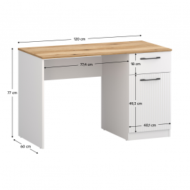 PC asztal. fehér/evoke tolgy. VELIS 1D1S/120
