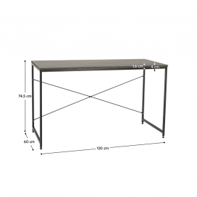 Íróasztal. beton/fekete. 120x60 cm. MELLORA
