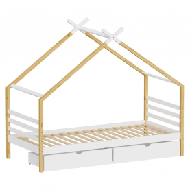 Montessori ágy. fehér/barna. 90x200. TARA