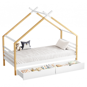 Montessori ágy. fehér/barna. 90x200. TARA