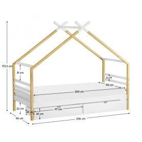 Montessori ágy. fehér/barna. 90x200. TARA