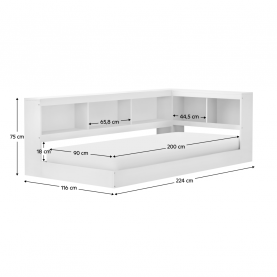Ágy ágyráccsal. fehér. 90x200. TOSIA