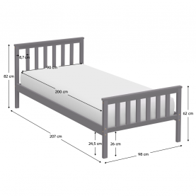 Ágy ágyráccsal. szürke. 90x200. ANATRA