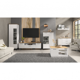 Szekrény tükorrel. fehér/evoke tolgy. VELIS 1D/40