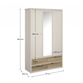 Szekrény tükorrel. kasmír/evoke tolgy. KAROS 3D4S