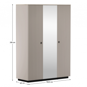 Szekrény tükorrel. szürkésbarna Taupe/silverjack tolgy. DOMCA 3D