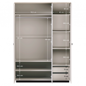 Szekrény tükorrel. szürkésbarna Taupe/silverjack tolgy. DOMCA 3D