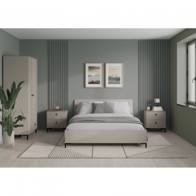 Szekrény tükorrel. szürkésbarna Taupe/silverjack tolgy. DOMCA 3D