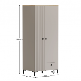 Szekrény. szürkésbarna Taupe/silverjack tolgy. DOMCA 2D1S