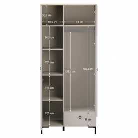 Szekrény. szürkésbarna Taupe/silverjack tolgy. DOMCA 2D1S