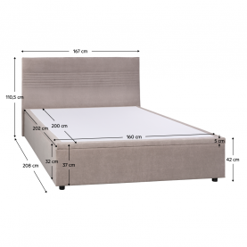 Ágy tárhellyel. 160x200. bézs. RUNOL