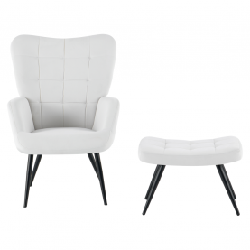 Fotel lábtartóval. világos szürke Velvet szovet/fekete. HABEN