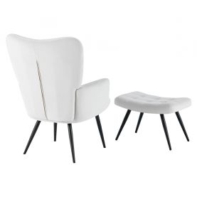 Fotel lábtartóval. világos szürke Velvet szovet/fekete. HABEN