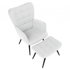 Fotel lábtartóval. világos szürke Velvet szovet/fekete. HABEN