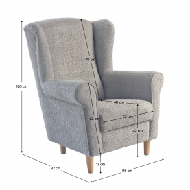 Füles fotel. szürke szovet Coral. CHARLOT
