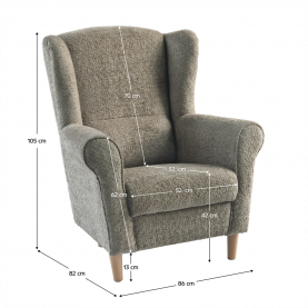 Füles fotel. szürkésbézs Taupe szovet Coral. CHARLOT