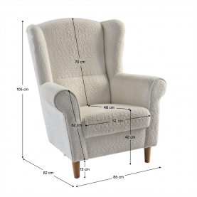 Füles fotel. tejszínes szovet Coral. CHARLOT