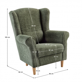 Füles fotel. zold szovet Coral. CHARLOT