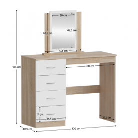 Fésülkodőasztal. sonoma tolgy/fehér. KLEVIS