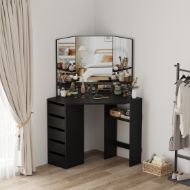 Sarok fésülkodőasztal. fekete. ELIO