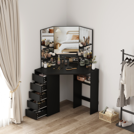 Sarok fésülkodőasztal. fekete. ELIO