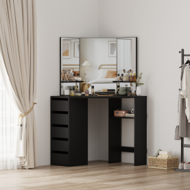Sarok fésülkodőasztal. fekete. ELIO
