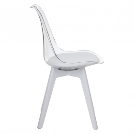 Szék. átlátszó fehér. akril/ekobőr/fehér. BALI 3 NEW