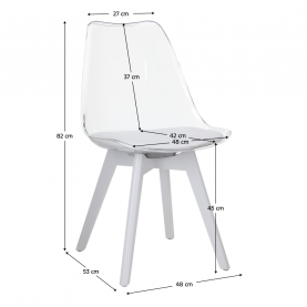Szék. átlátszó fehér. akril/ekobőr/fehér. BALI 3 NEW