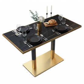 Bisztró asztal. fekete márvány/fekete/arany. 120x70 cm. DARIAN