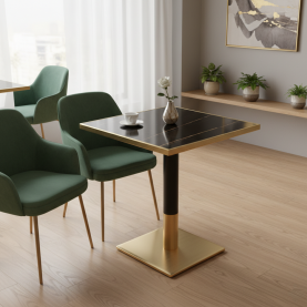 Étkező bisztró asztal. fekete márvány/fekete/arany. 70x70 cm. PRESTON