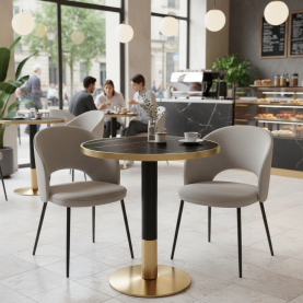 Étkező bisztró asztal. fekete márvány/fekete/arany. átmérő 80 cm. OREN