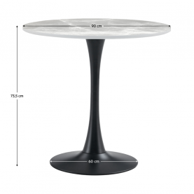 Étkezőasztal. szürke márvány/fekete. átmérő 90 cm. LORIAN TYP 1 Étkezőasztal. szürke márvány/fekete. átmérő 90 cm. LORIAN TYP 1