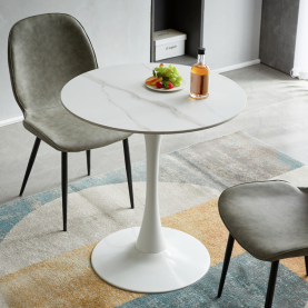 Étkezőasztal. világos márvány/fehér. átmérő 80 cm. LORIAN Étkezőasztal. világos márvány/fehér. átmérő 80 cm. LORIAN