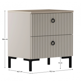 Éjjeliszekrény. szürkésbarna Taupe/silverjack tolgy. DOMCA 2S