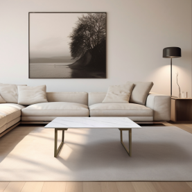 Dohányzóasztal. fehér márvány/bükk. DEMIAN