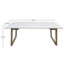 Dohányzóasztal. fehér márvány/bükk. DEMIAN
