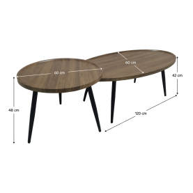 Dohányzóasztalok. 2 db-os szett. tolgy/fekete. SILVIO