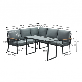 Kerti szett. fekete/szürke. FARLY