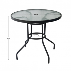 Étkezőasztal. fekete acél/edzett üveg. BORGEN NEW TYP 2