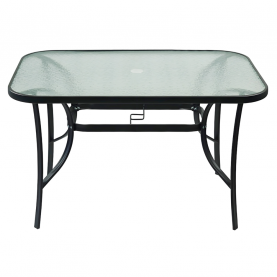 Étkezőasztal. fekete acél/edzett üveg. DEMAT NEW