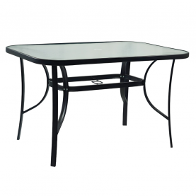 Étkezőasztal. fekete acél/edzett üveg. DEMAT NEW